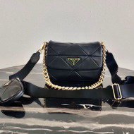 Prada System Nappa Leather Patchwork Shoulder Bag 1BD292 Black 2021