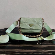 Prada System Nappa Leather Patchwork Shoulder Bag 1BD292 Green 2021