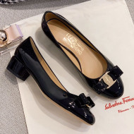 Salvatore Ferragamo Patent Leather Bow Pumps Black/Gold 2021