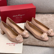 Salvatore Ferragamo Patent Leather Bow Flat Ballerinas/Pumps Nude 2021