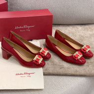 Salvatore Ferragamo Patent Leather Bow Flat Ballerinas/Pumps Red 2021