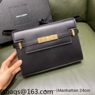 Saint Laurent Manhattan Shoulder Bag in Black Smooth Leather 675626 2021