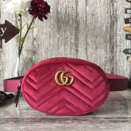 Gucci 476434 Marmont Matelassé Velvet Belt Bag Red 2017