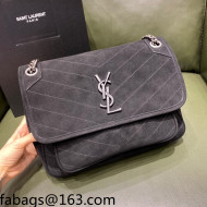 Saint Laurent Niki Medium Bag in Suede 633158 Black 2021