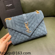 Saint Laurent Envelope Medium Bag in Suede 487206 Light Blue 2021