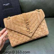 Saint Laurent Envelope Medium Bag in Suede 487206 Camel Brown 2021