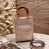 Fendi Sunshine Leather Mini Shopper Tote Bag Light Pink 2021 8376