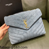 Saint Laurent Loulou Large Bag in "Y" Suede 459749 Blue 2021