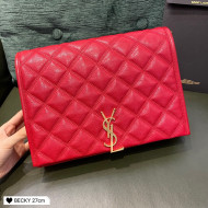 Saint Laurent Becky Chain Bag in Diamond-Quilted Lambskin 579607 Red 2020