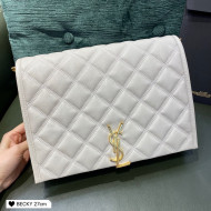 Saint Laurent Becky Chain Bag in Diamond-Quilted Lambskin 579607 White 2020