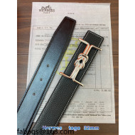 Hermes Epsom Reversible Leather Belt 3.2cm Black/Silver 2021 10803