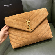 Saint Laurent Loulou Large Bag in "Y" Suede 459749 Camel Brown 2021