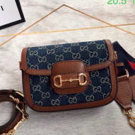 Gucci Horsebit 1955 GG Denim Mini Bag 658574 Dark Blue 2021