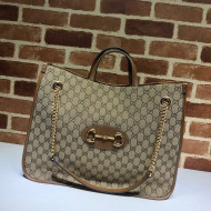 Gucci Horsebit 1955 GG Canvas Large Tote Bag 623695 Brown 2020