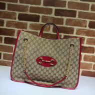 Gucci Horsebit 1955 GG Canvas Large Tote Bag 623695 Red 2020