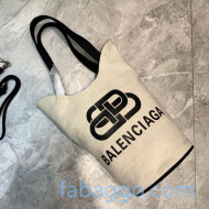 Balenciaga Wave Small Bucket Tote Bag in White Canvas 2020