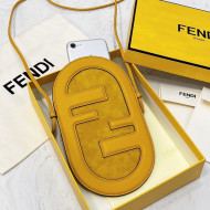 Fendi 12 Pro Phone Holder in Yellow Leather and Suede 2021 8526