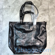 Balenciaga Medium Logo Handle Vertical Shopping Tote Black/White 2020