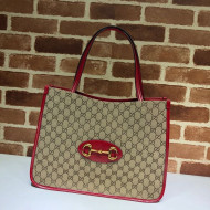 Gucci Horsebit 1955 GG Canvas Medium Tote Bag 623694 Red 2020