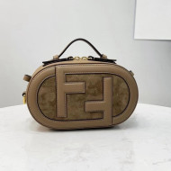 Fendi Mini Camera Bag in Khaki Leather and Suede 2021 8525 