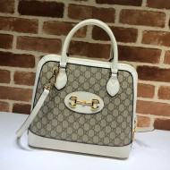 Gucci Horsebit 1955 GG Canvas Medium Top Handle Bag ‎620850 White 2020