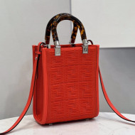 Fendi Mini Sunshine Medium Shopper Tote Bag in Red Texture FF Fabric 2021 8527