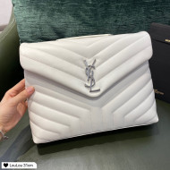 Saint Laurent Loulou Large Bag in "Y" Leather 459749 White/Silver 2021