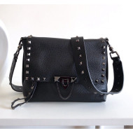 Valentino Rockstud Flap Strap Shoulder Bag Black 2019