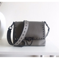 Valentino Rockstud Flap Strap Shoulder Bag Grey 2019