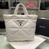 Prada Padded Re-Nylon Tote Bag 2VG082 White 2021 01