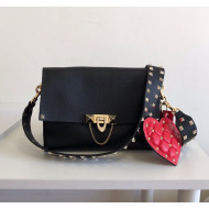 Valentino Small Rockstud Flap Strap Shoulder Bag Black/Gold 2019