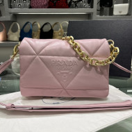 Prada Padded Nappa Leather Shoulder Bag 1BD306 Pink/Gold 2021