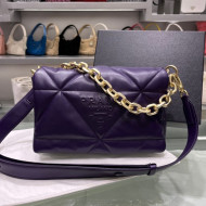 Prada Padded Nappa Leather Shoulder Bag 1BD306 Purple/Gold 2021