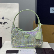 Prada Re-Edition 2000 Crystal Mini Hobo Bag 1NE515 Green 2021