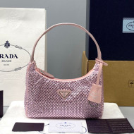 Prada Re-Edition 2000 Crystal Mini Hobo Bag 1NE515 Pink 2021