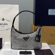 Prada Re-Edition 2000 Crystal Mini Hobo Bag 1NE515 Black 2021