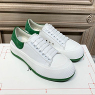 Alexander Mcqueen Deck Cotton Canvas Lace Up Sneakers White/Green 2020 (For Women and Men)