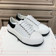 Alexander Mcqueen Deck Cotton Canvas Lace Up Sneakers White/Black 2020 (For Women and Men)