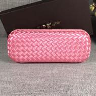 Bottega Veneta Large Silk Woven Knot Clutch with Snakeskin Trim Pink