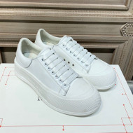 Alexander Mcqueen Deck Silky Calfskin Lace Up Sneakers All White 2020 (For Women and Men)