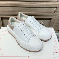 Alexander Mcqueen Deck Silky Calfskin Lace Up Sneakers White/Khaki 2020 (For Women and Men)