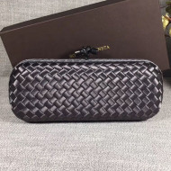 Bottega Veneta Large Silk Woven Knot Clutch with Snakeskin Trim Grey