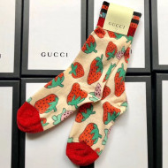 Gucci Strawberry Socks Yellow 2019