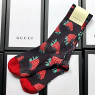 Gucci Strawberry Socks Black 2019