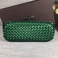 Bottega Veneta Large Silk Woven Knot Clutch with Snakeskin Trim Dark Green