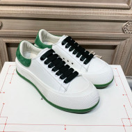 Alexander Mcqueen Deck Silky Calfskin Lace Up Sneakers White/Green 2020 (For Women and Men)