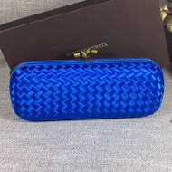 Bottega Veneta Large Silk Woven Knot Clutch with Snakeskin Trim Royal Blue