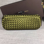 Bottega Veneta Large Silk Woven Knot Clutch with Snakeskin Trim Bright Green