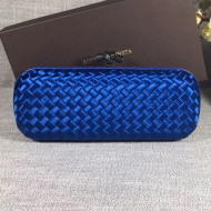 Bottega Veneta Large Silk Woven Knot Clutch with Snakeskin Trim Navy Blue