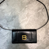 Balenciaga Hourglass Leather Wallet Crossbody Bag Black/Gold 2020